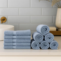 Caslino Small Cotton Face Towels 1200 Gsm | Soft & Absorbent Towel For Women & Men - Steel Grey (Pack Of 12)