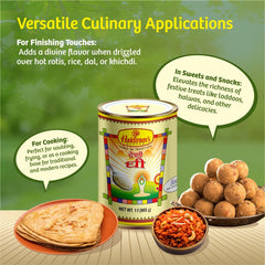 Organic Cow Desi Ghee By Haldiram'S | Great Source Of Healthy & Nutrients Desi Cow Ghee Good For Dishes | (500ml) 16.9 Ounce | Tin Pack