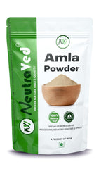 Neutraved Quality Amla Powder For Eating Amla Seed Less Powder Food Grade, May Help In Good Hair Growth, Food - Grade Stand - Up Zipper Pouch | 200gm 0.4lbs