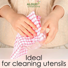 Aloud Creations 100% Cotton Large Size Kitchen Towel 300 Gsm | Towels For Cleaning & Plates, Glasses - Multicolour (Pack Of 3)
