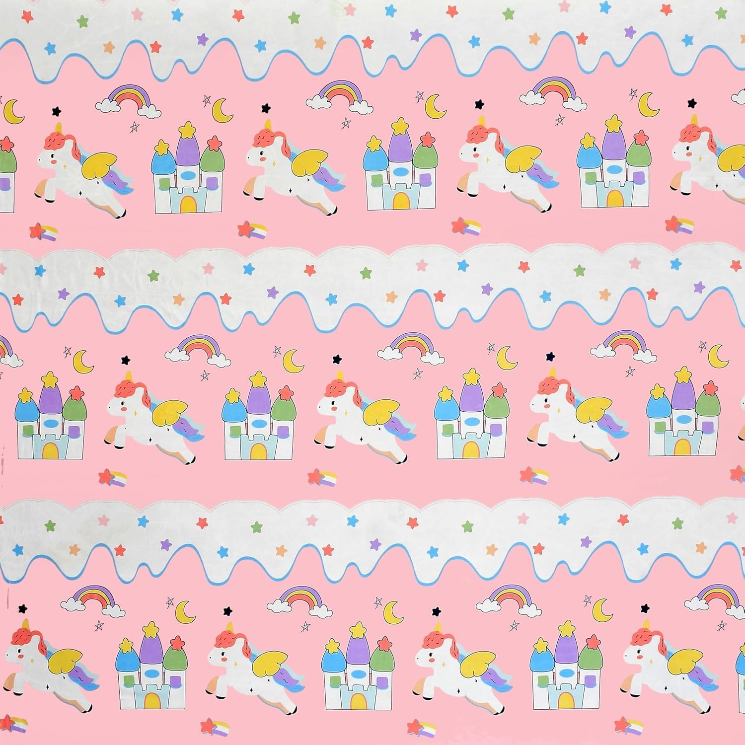Wrinkle Free Soft Kids Double Bedsheets For King Size With 2 Pillow Cover | 90 X 95 Inches, Pink & White | Cartoon Printed Design | Child Bedroom Decor