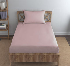 Single Flat Bedsheet With 1 Pillow Cover (54 X 90 Inches) Cameo Rose | Durable & Long Lasting Wrinkle Resistant Fabric - All Season Comfort | 300 Thread Count