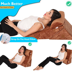 Orthopedic Bed Wedge Pillow, For Head Rest, Adjustable Wedge Cushion For Sleeping, Brown - 22 X 22 X 12 Inch | For Acid Reflux, Heartburn, Leg Support Pillow | Back Support, Pregnancy Pillow