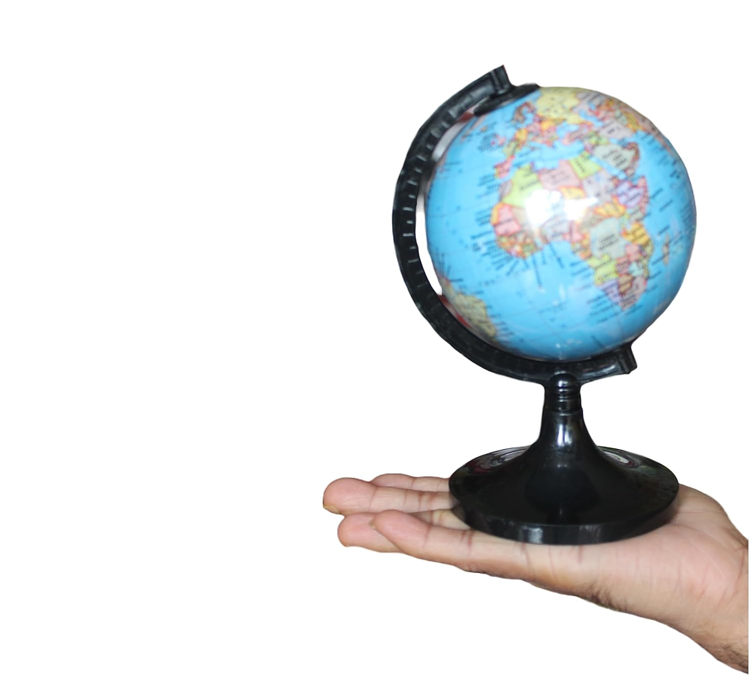 Rotating World Globe For Kids & Students, Educational Political Globe 6.4 Inch With Plastic Base, 1.8 - Inch Diameter, Blue, Desktop Learning Tool For Home, School & Office, Pack Of 1