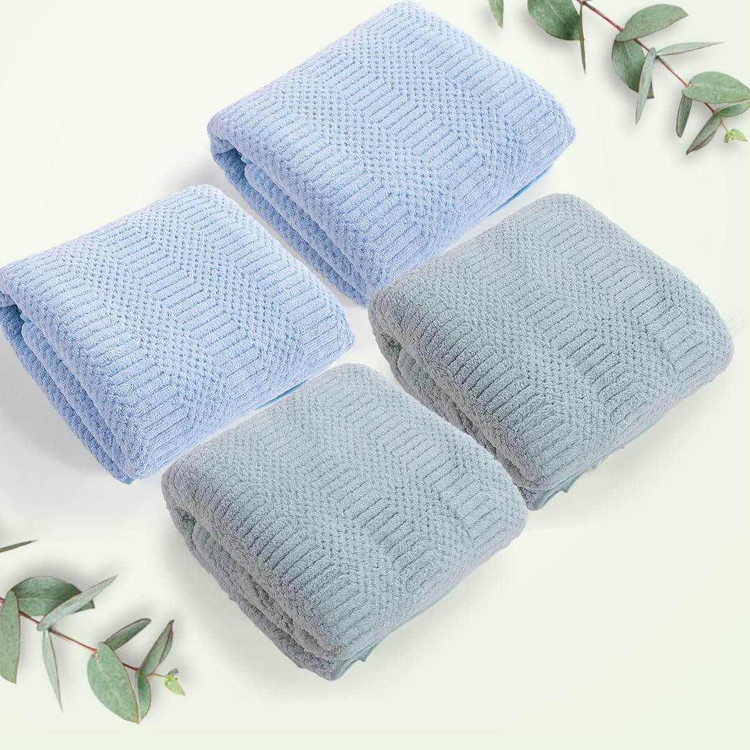 The Better Home Microfiber Bath Towel 1800 Gsm | Soft, Lightweight, Absorbent & Quick Drying Bath Towel For Men & Women (Blue + Green
) - 4 Pcs