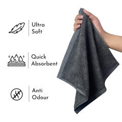 Heelium Bamboo Towel Set 1 Bath & 2 Face Towel 800 Gsm | Super Soft & Antibacterial Towel (Grey) - 3 Piece