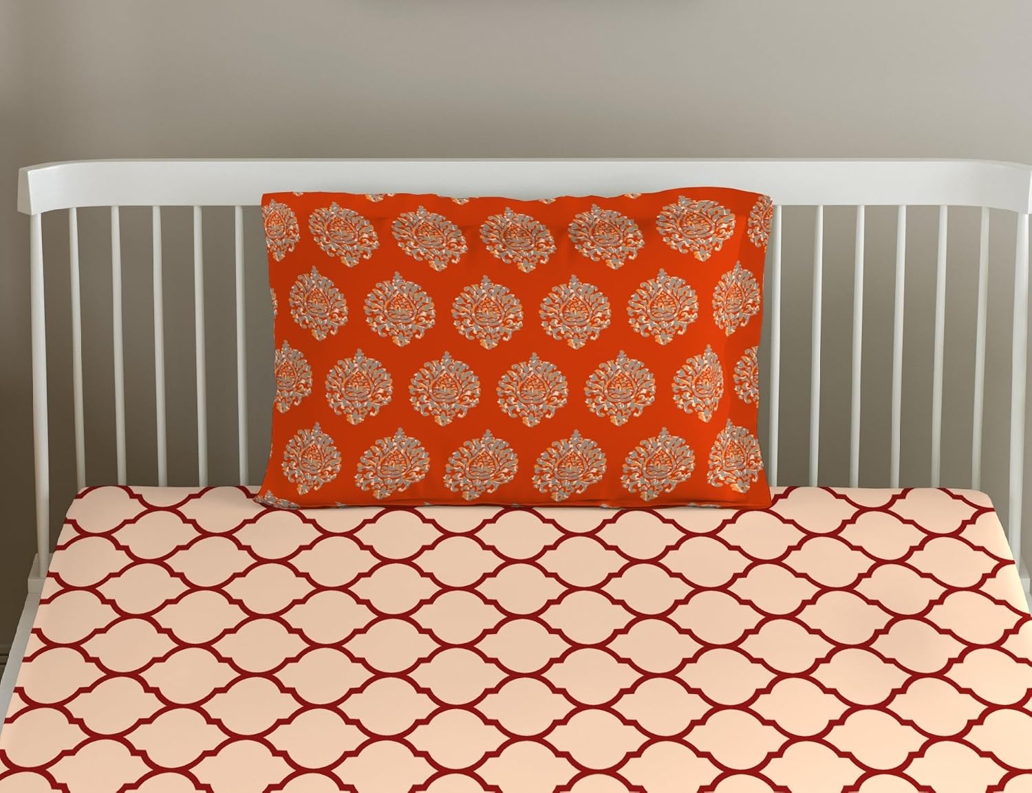 Cotton Printed Single Flat Bedsheet With 1 Pillow Cover - 60 X 100 Inches, Clay Red & Beige | Breathable & Skin Friendly Bedsheet | Ideal For Year Round Use
