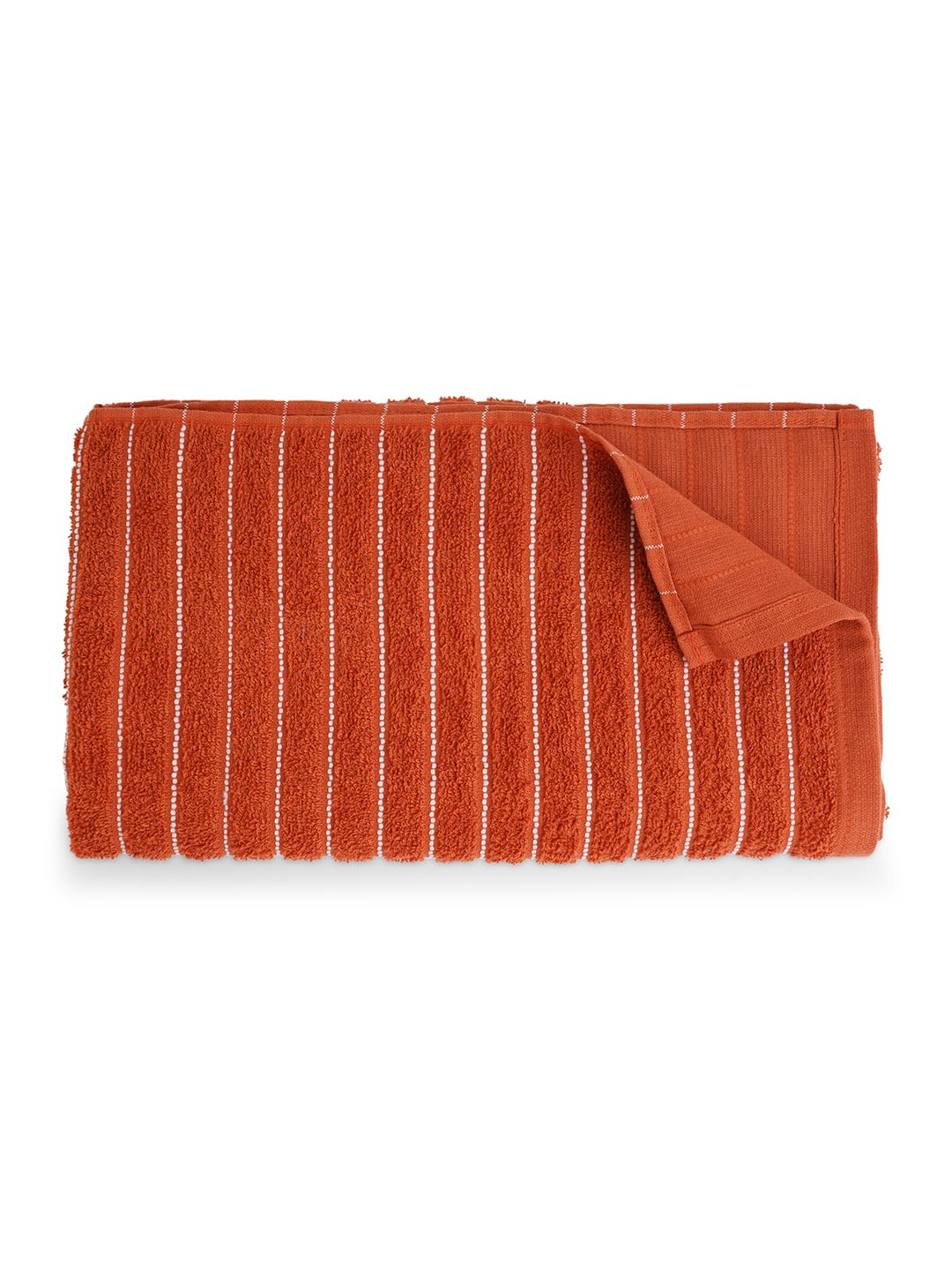 Welspun 100% Cotton Large 250 Gsm Dobby Solid 2-In-1 Bath Towel (Rust)