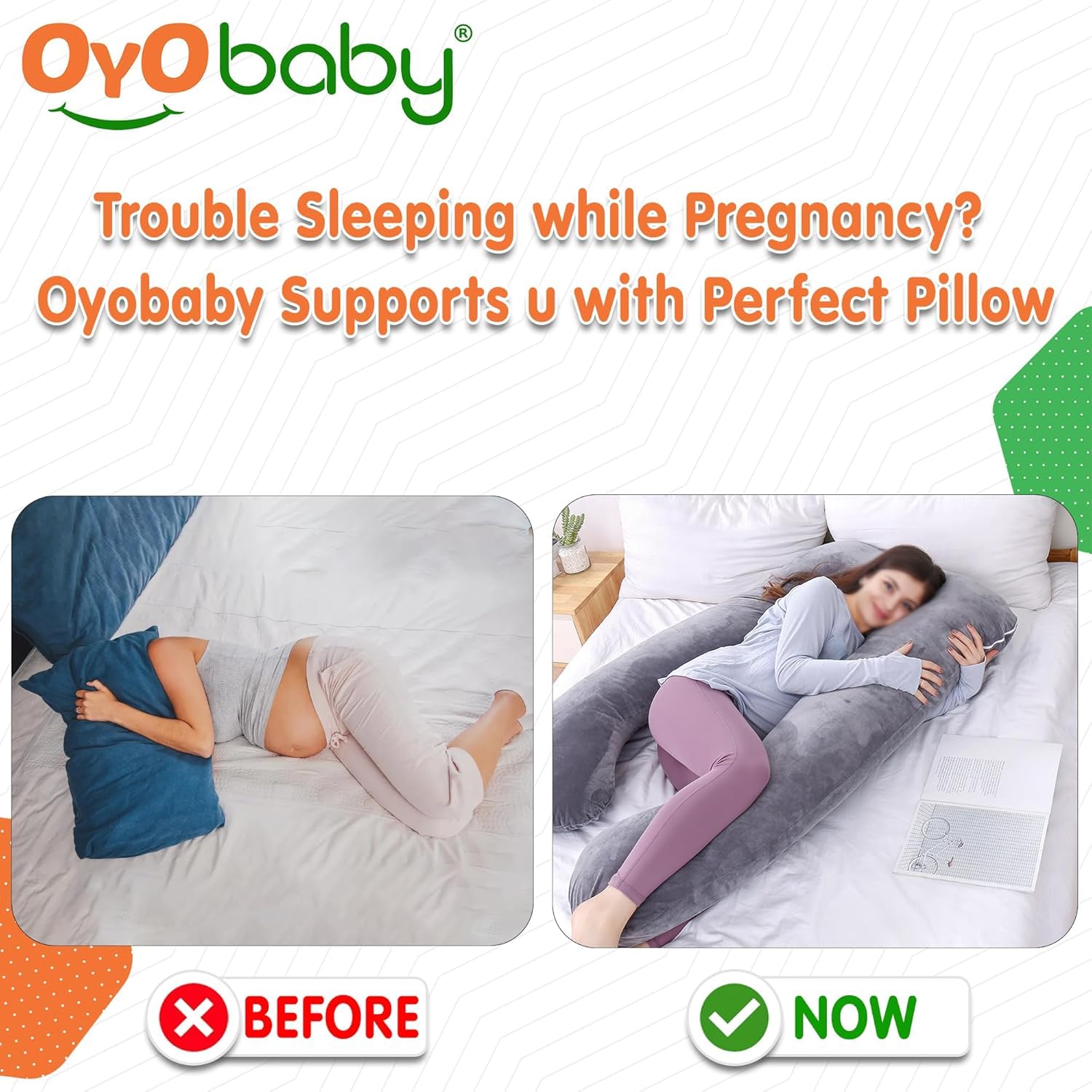 C-Shaped Maternity Pillow, For Pregnant Women, Belly & Back, Hips, Side Supports, Grey | Premium Velvet Cover, Pregnancy Pillows For Sleeping | Full Body Support, Multipurpose Pillow