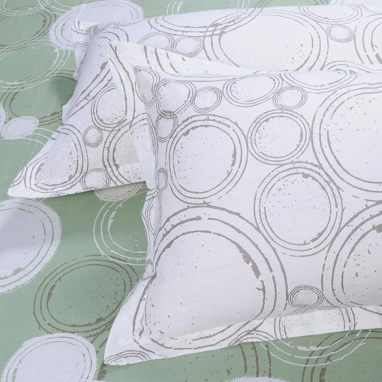 1 King Bedsheet With 2 Pillow Covers - 108 X 108 Inches, Green & Off White | Beautiful Print & Luxury Look Bedsheet | Cotton Bedsheet Is Naturally Comfortable