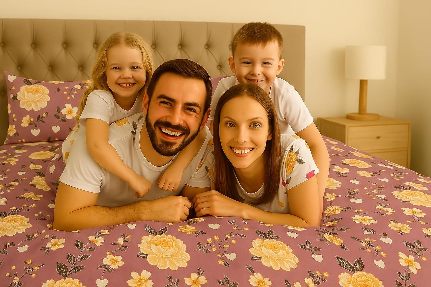 Cotton Elastic Fitted Double Bedsheets King Size With 2 Pillow Covers - 72x78+10 Inches, Mistyrose | Luxurious Softness & Breathable Comfort Crafted Bedsheet