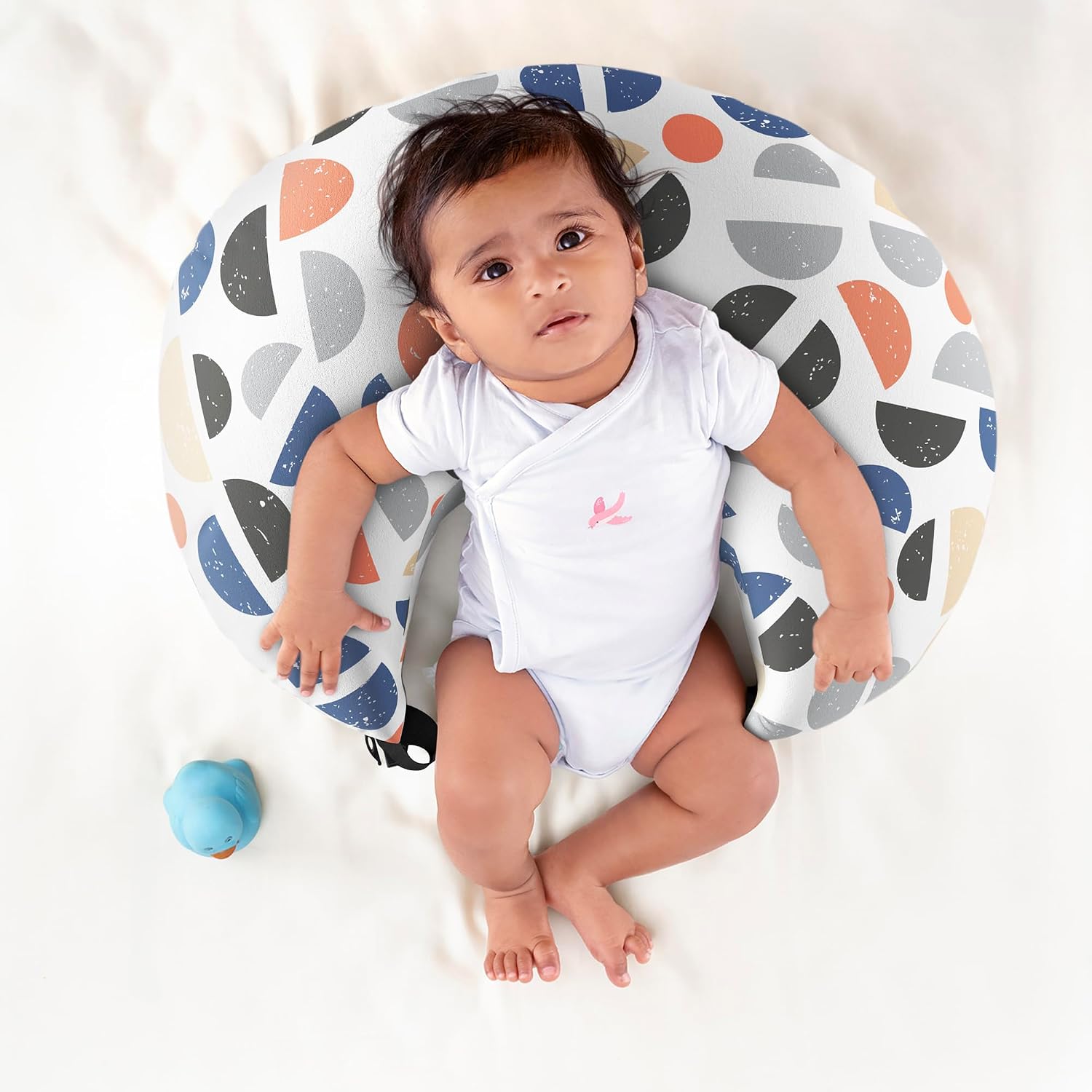 Feeding Pillow For New Born Baby, 5 In 1 Multipurpose Use, Nursing Pillow, White | Pillow For Breastfeeding With Cotton Removable Cover | Easy To Clean, For Back & Shoulders Support