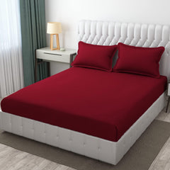 Wrinkle Resistant King Size Bedsheet With 2 Pillow Cover - 108 X 108 Inches, Maroon | Smooth, Breathable, Comfortable Double Bedsheet