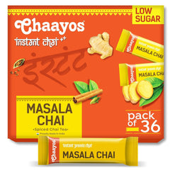 Chaayos Instant Premix Masala Chai - 36 Sachets, 288gm, 10.1 Ounce | Aids Digestion, Boosts Metabolism - Spiced Assam Chai Tea | Low Sugar, Caffeine Free