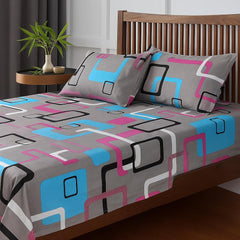 Double Bedsheet For Queen Size With 2 Matching Pillow Cover - 90 X 100 Inches, Grey & Black | Breathable & Durable, Soft Touch & Perfect For All Seasons