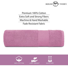 House Of Terry 100% Cotton Bath Towel 900 Gsm | Quick Dry, Soft & Absorbent, Fade-Resistant, Skin-Friendly For Men & Women Towel (Sky Blue & Lilac) - Pack Of 2