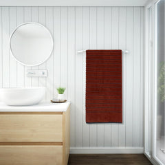 Spaces 100% Cotton Bath Towel 575 Gsm | Ribbed Texture High Absorbency High Loft Cotton Bath Towels (Burnt Orange)