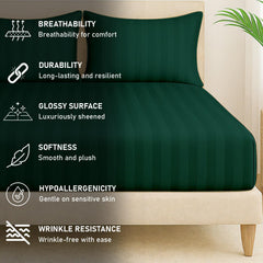 100% Cotton 1 Double Bedsheet For King Size With 2 Pillow Covers | 78 X 72 Inches, Deep Green - 130 Thread Count Soft & Comfortable | Ideal For Guest Room, Hotel