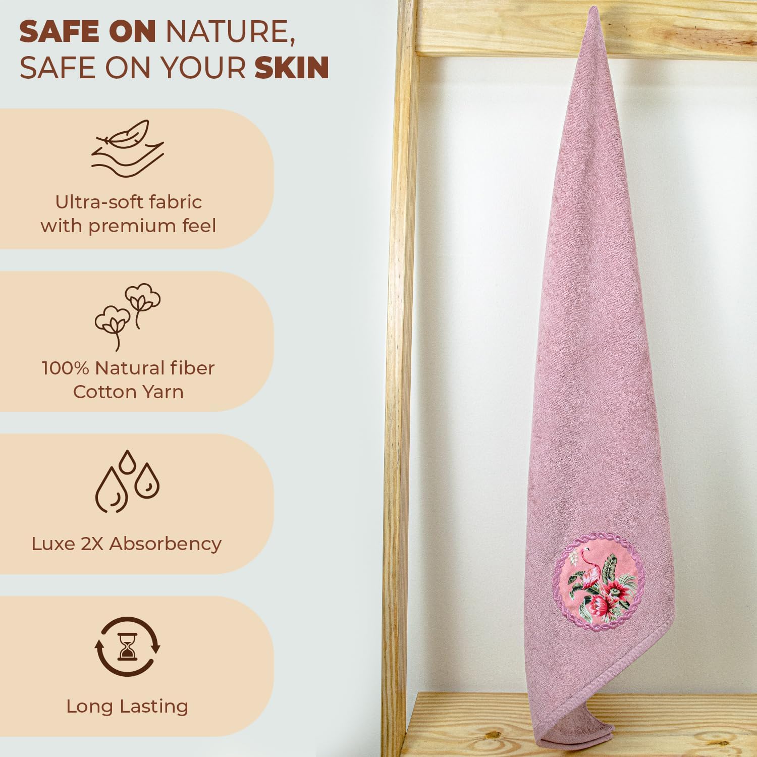 Akiko Home Prima Dream 100% Cotton Bath Towels 450 Gsm | Soft, Absorbent & Durable, Cotton Bath Towel | Pack Of 1 (Light Purple)