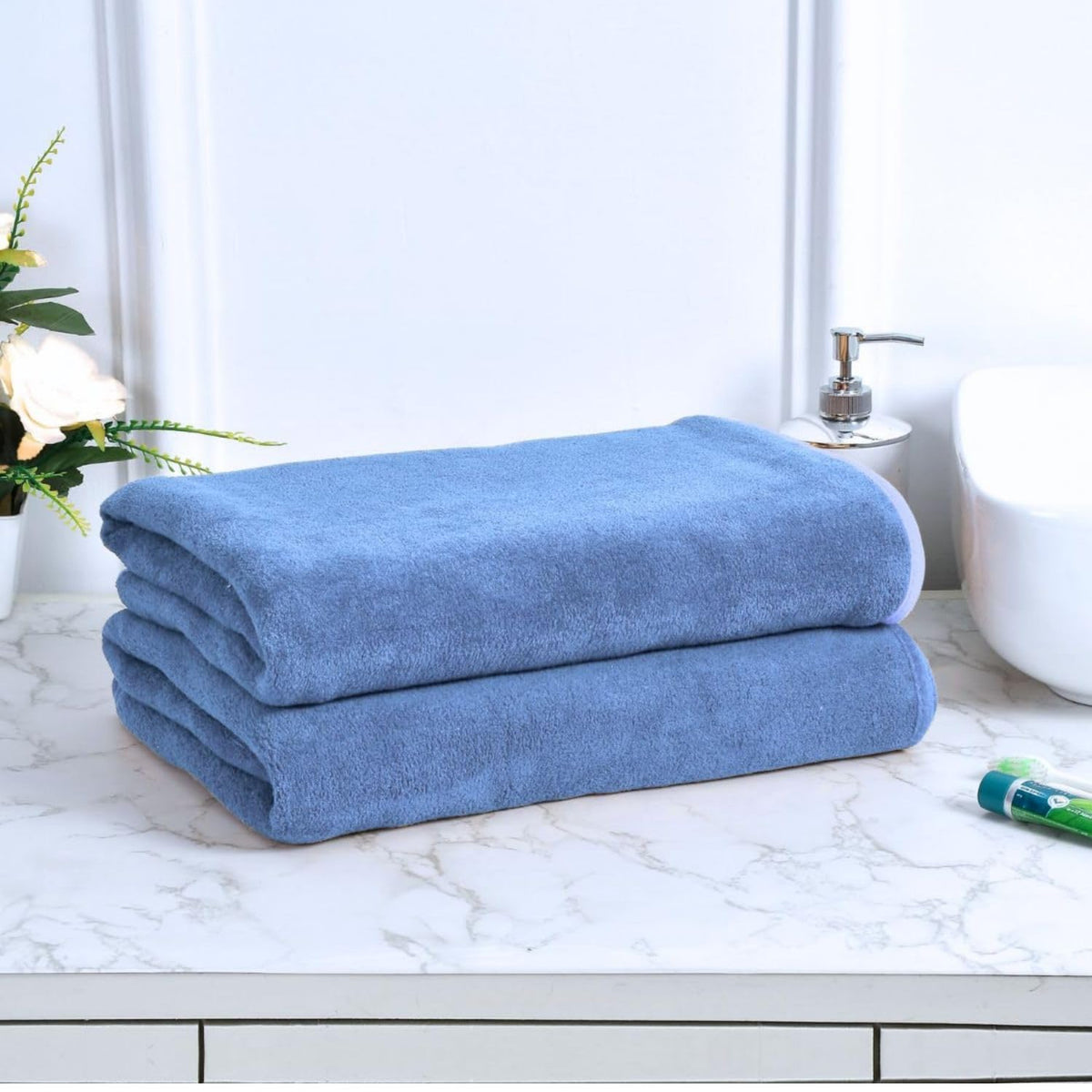 Black Gold The Finer Touch Microfiber Bath Towels 1000 Gsm | Super Absorbent, Lightweight, Ultra-Soft, Fade Resistant (Royal Blue) - Pack Of 2