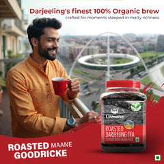 Goodricke Whole Leaf Black Tea Combo - Roasted Organic Darjeeling Tea + Thurbo Darjeeling Tea Pack Of 2 X 250gm, 8.8 Ounce Each | Low Caffeine Loose Leaves