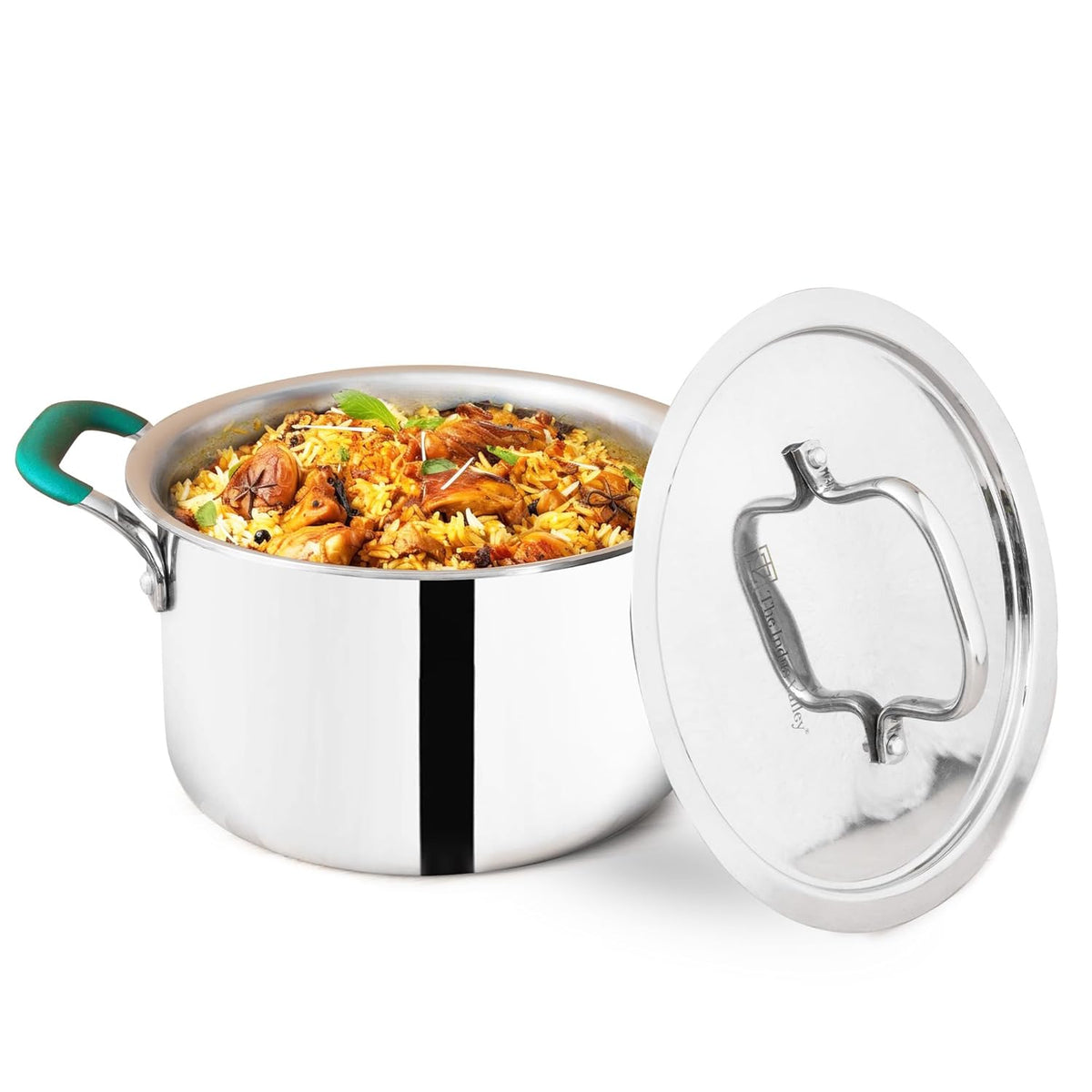 Triply Stainless Steel Stock Pot Or Biryani Pot Or Casserole With Steel Lid | Medium 21.6cm, 8.5 Inch, 3 Liters, 1.4 Kg - Induction Friendly, Nonstick 3-Layer Body, 100% Pure & Toxin-Free