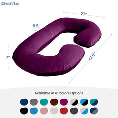 C Shaped Pregnancy Pillow For Maternity & Baby Nursing, Full Body Support, Purple | Abdomen, Spine, Neck & Head Support Cushion | Premium Velvet Outer Cover With Zip, Adjustable Pillow
