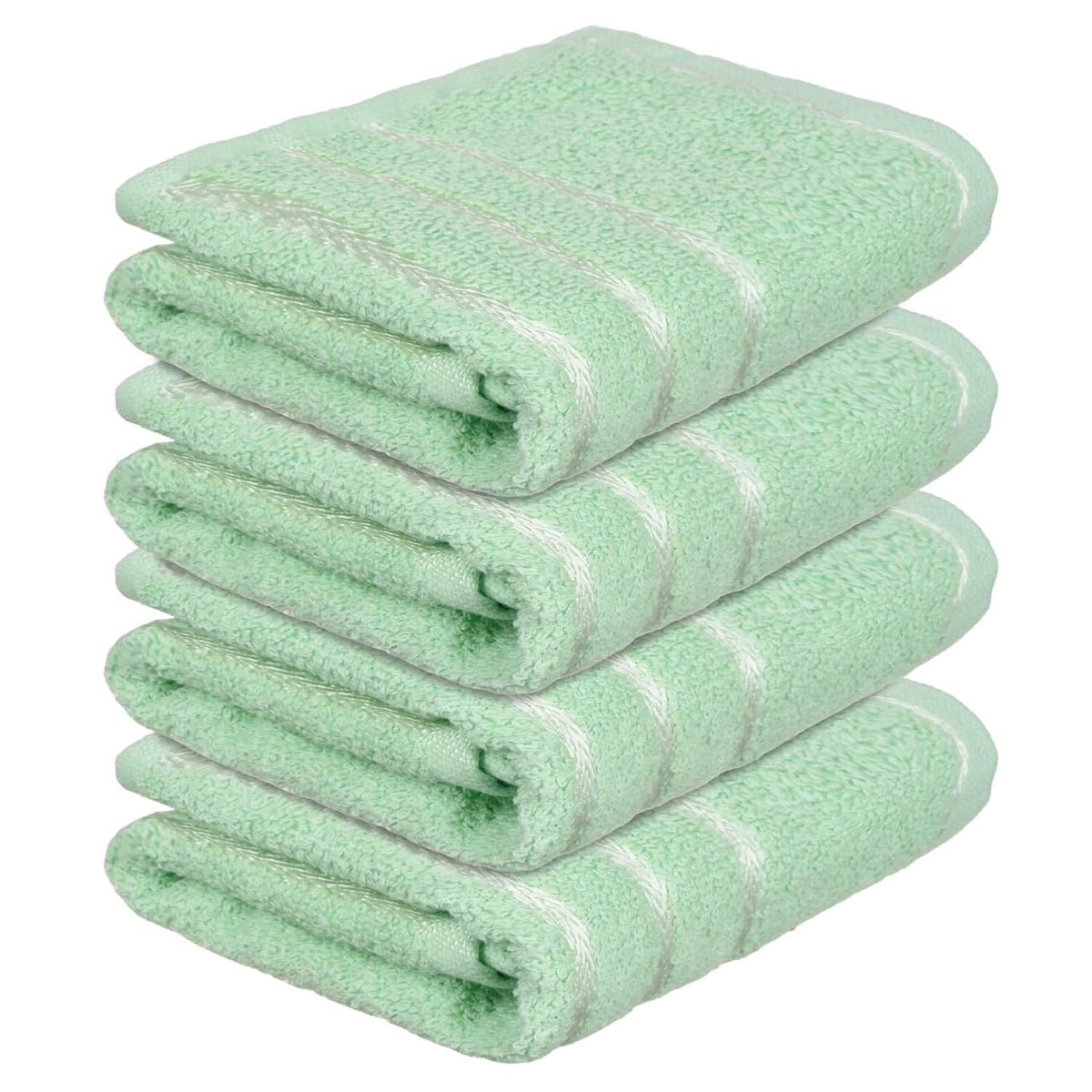 Heart Home Face Towel 800 Gsm | Facewash For Travel Workout Hand Towel | Lining Design Pack Of 4 (Green)