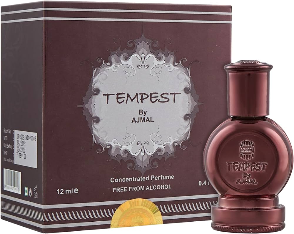 Ajmal Aura Concentrated Perfume Oil Floral Fruity Alcohol-free Attar 10ml 0.3 Fl.oz. & Tempest Concentrated Perfume Oil Floral Alcohol-free Attar 12ml 0.4 Fl.oz. For Unisex