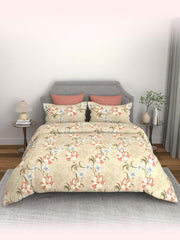 100% Cotton Queen Size Bedsheet For Double Bed With 2 Pillow Covers - 90x100 Inches, Beige | Ideal For Daily Use & Gifting Bedsheet