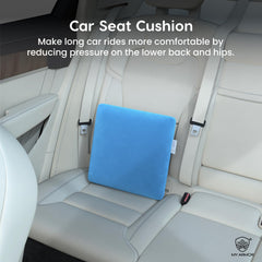 Memory Foam Square Cushion Pillow, For Car, Sofa & Diwan, Bed, Sky Blue - 14 X 14 X 4 Inch | Highly Durable, Hypoallergenic, Portable, Adjustable, Velvet Cover, Multipurpose Use - Pack Of 2