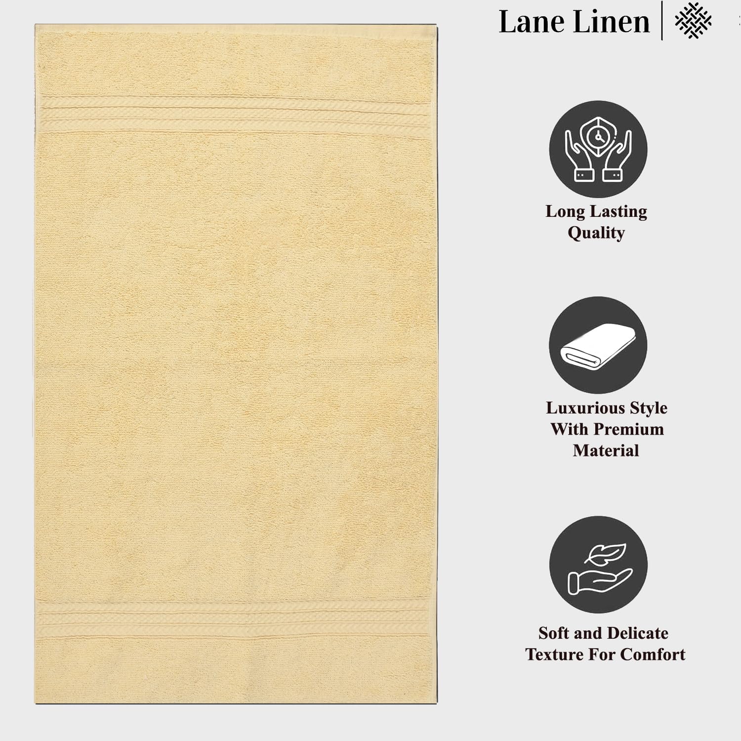 Fresh From Loom Luxury Fur Collection Hand Towel 500 Gsm Napkins Cotton High Absorbency Double Stitched Size (Cream) - Set Of 6