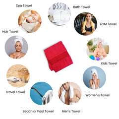 Micro Cotton Remy Basel Luxury Terry Cotton Bath Towel 550 Gsm | Super Comfortable 100% Long Staple Cotton Bath Towel (Cherry)
