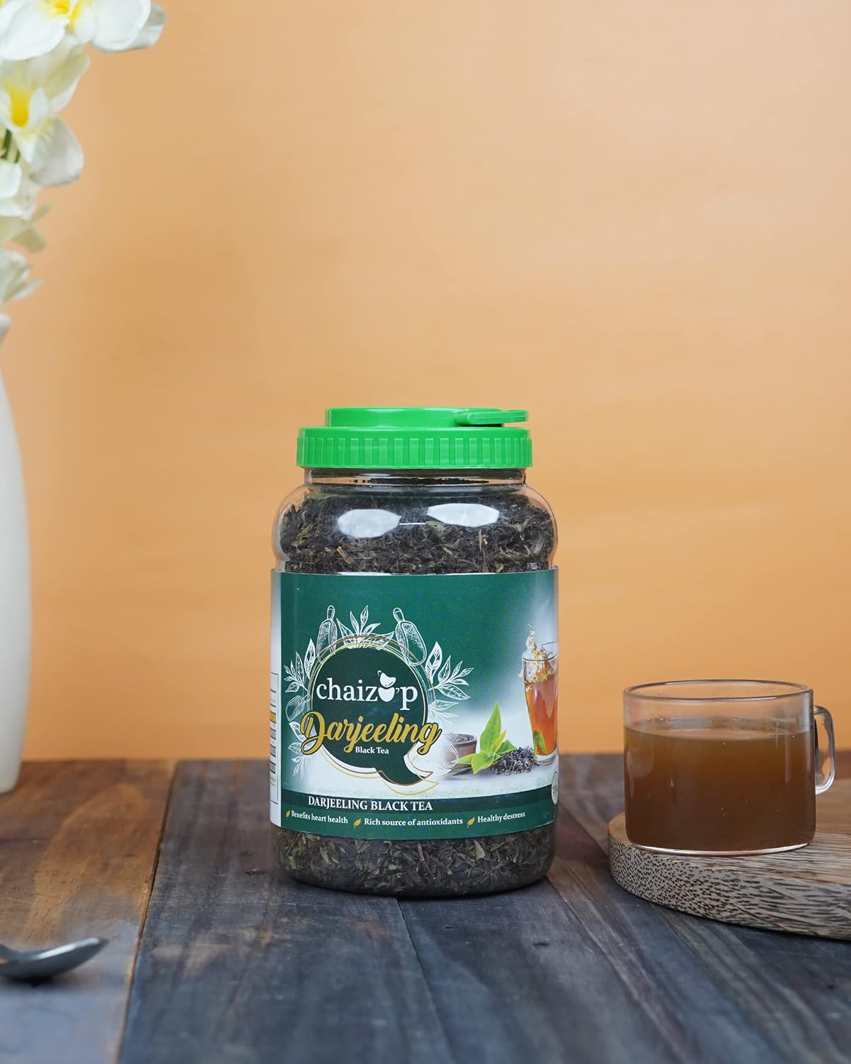Chaizup Darjeeling Black Tea - 250gm Plastic Bottle, 8.8 Ounce | Increase Metabolism & Boost Immunity - Strong, Aromatic & Flavored Tea | Caffeine Free, Rich In Antioxidant