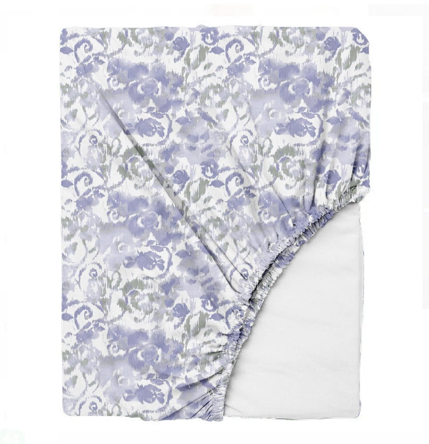 King Size Fitted Bedsheet With 2 Large Pillow Covers - 108 X 108 Inches, Purple & White | Soft, Breathable & Durable | Wrinkle Resistant