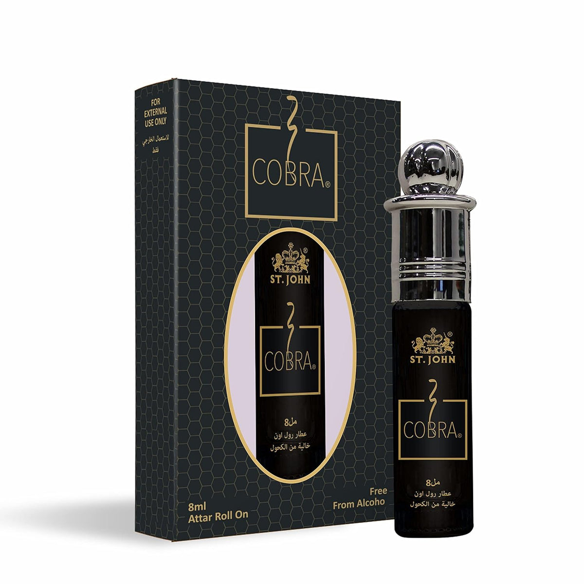 St. John Cobra 16ml 0.5 Fl.oz. Attar Roll On Pack Of 2 | Perfect Gift For Men & Women | Long Lasting