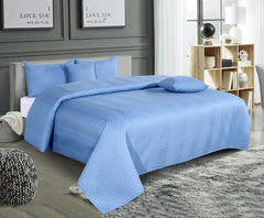 Luxurious Bedsheet For Double Bed With 2 Pillow Cover + 2 Cushion Cover - 90 X 100 Inches, Ocean Blue | All Weather 5 Pcs Glace Cotton Ultrasonic TC - 280