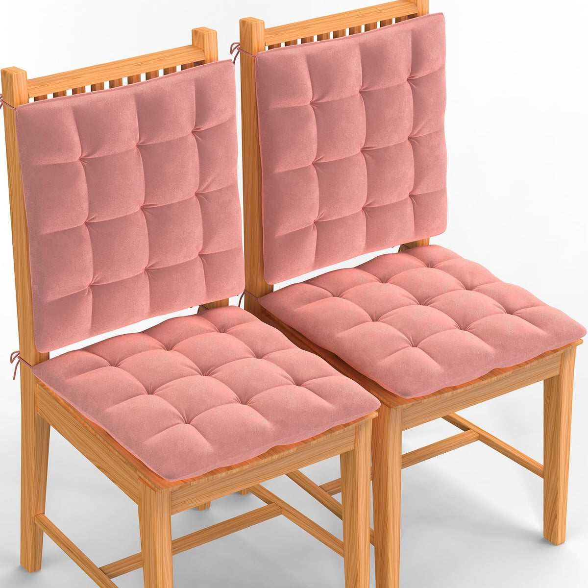 Square Chair Pads Cushion, For Comfortable Sitting, Peach Color - 40 X 40 Cm | Seat Cushions With Ties For Sitting, Pooja, Dining & Office Table | Furniture Cushion, Washable - Pack Of 4
