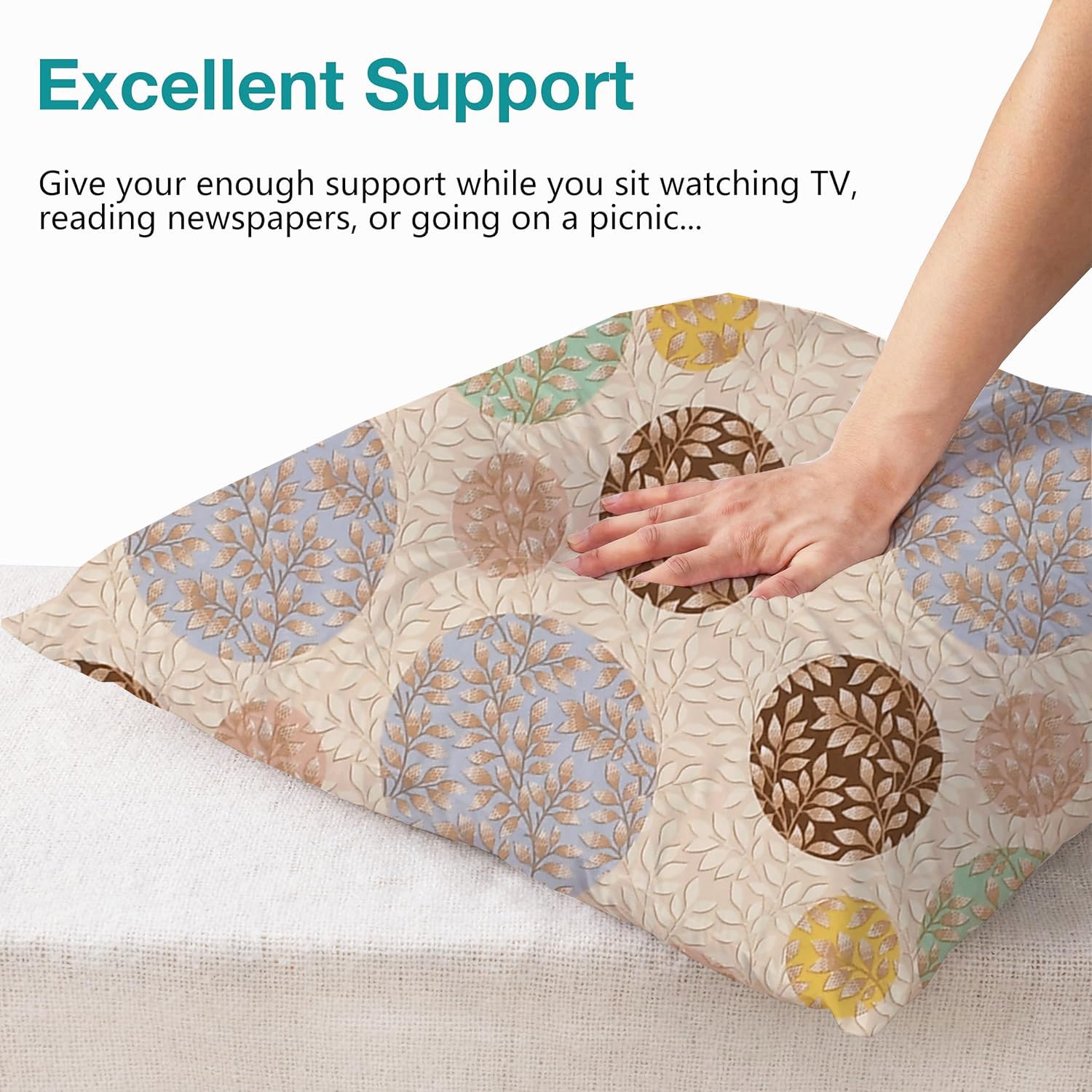 Microfiber Square Pillow Cushion For Sofa & Bed, Multi Circle - 12 X 12 Inch | Fluffy, For Comfort & Back Support | Breathable, Neck Support | Premium Cotton Cushion Cover With Zip - Set Of 1