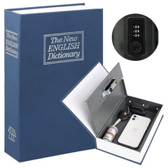 Label Book Locker Dictionary Stainless Steel Hidden Safe Jewellery Box, Cash Locker For Home & Office (18 X 12 X 5.5 Cm) Colour - Blue, Lock Type - Combination