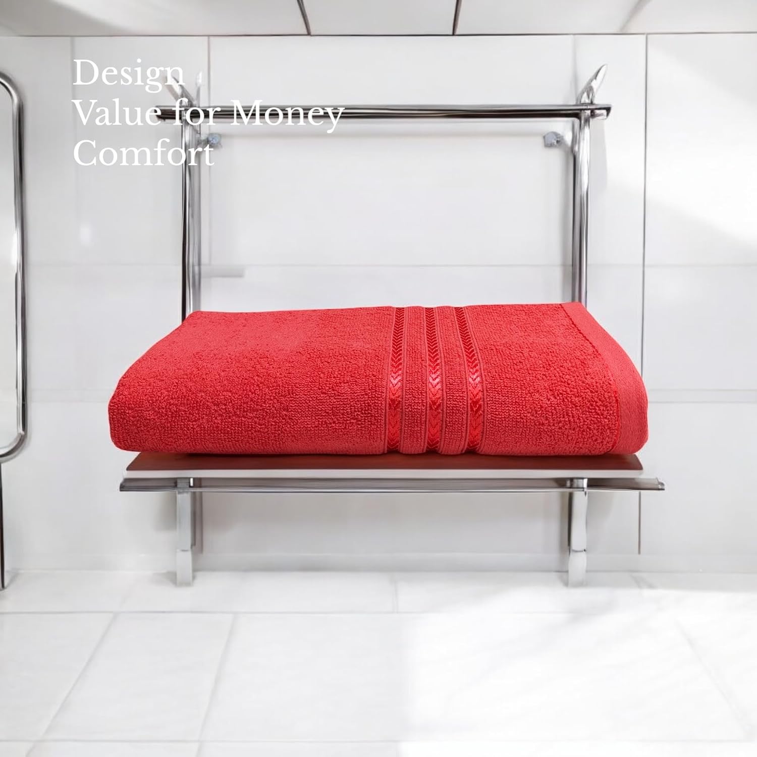 100% Cotton Bath Towel 450 Gsm | Large Size Soft & Absorbent Sport & Beach Bath Towel (Tomato Red)