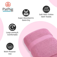PatPug 100% Indian Ultra Soft Cotton 450 Gsm Bath Towel Large Bath Towel | Highly Absorbent Quick Drying Durable Towel For Men, Women & Kids (Ocean Blue & Baby Pink)