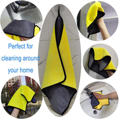 Auto Hub Heavy Microfiber Cloth For Car Cleaning And Detailing, Double Sided, Extra Thick Plush Microfiber Towel Lint-Free | Pack Of 3 (Multi Color)