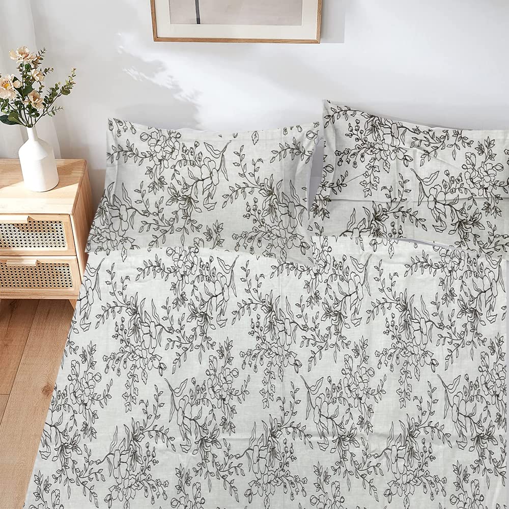 Print Single Bedsheet With 2 Pillow Covers - 60 X 90 Inches, ?Grey & Black | Comfortable & Durable Sheet | Perfect For All-Year-Round Comfort