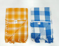 Bombay Dyeing Rimzim 100% Cotton Printed Soft & Slick Quick Drying Bath Towels 500 Gsm (Orange & Blue) - 2 Pcs