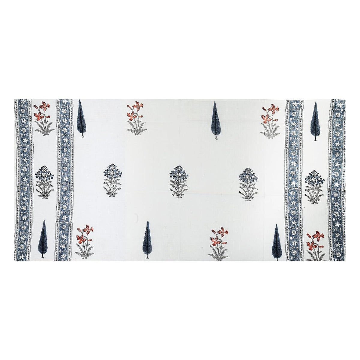 Urbano Homz 100% Cotton Large Size Bath Towel 350 Gsm | For Men & Women, Ethnic Bathing Towel (Floral Blue & Red)