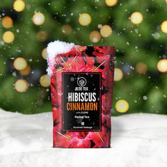 Blue Tea Caffeine Free Hibiscus Cinnamon Herbal Tea - 60 Pyramid Tea Bags | Skin Glow Enhancing Tea - Gluten Free, Non GMO | Plant Based Tangy Flavor - Zip Lock Pouch