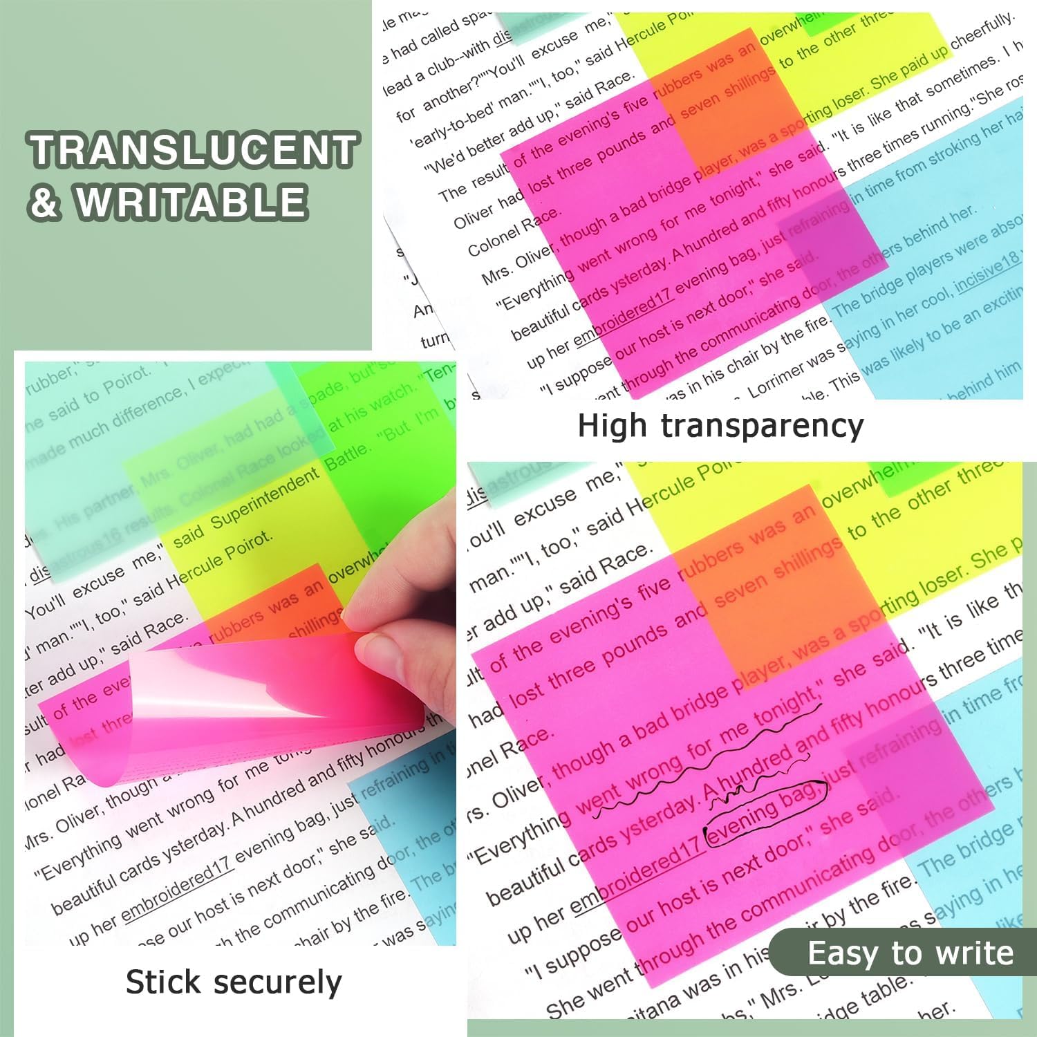 50 Sheets Transparent Sticky Notes | Self Sticky Notes Waterproof Pet Markers | (1 Pad, Purple)