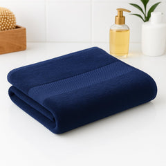 Earthy Fables Airlux Bath Towel 500 Gsm | Pure Carded Cotton, Soft, Absorbent, Quick Dry & Skin-Friendly Towel (Navy Blue)