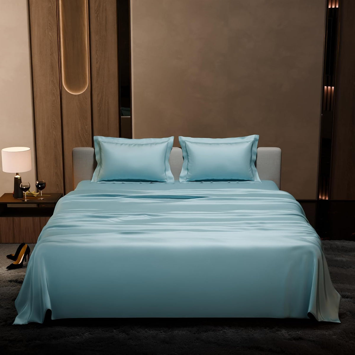 Satin Bedsheet King Size Bed With 2 Pillow Covers | 90 X 108 Inches, Sky Blue | Premium Bedding Set, Gifts For Couples, Wedding, Anniversary